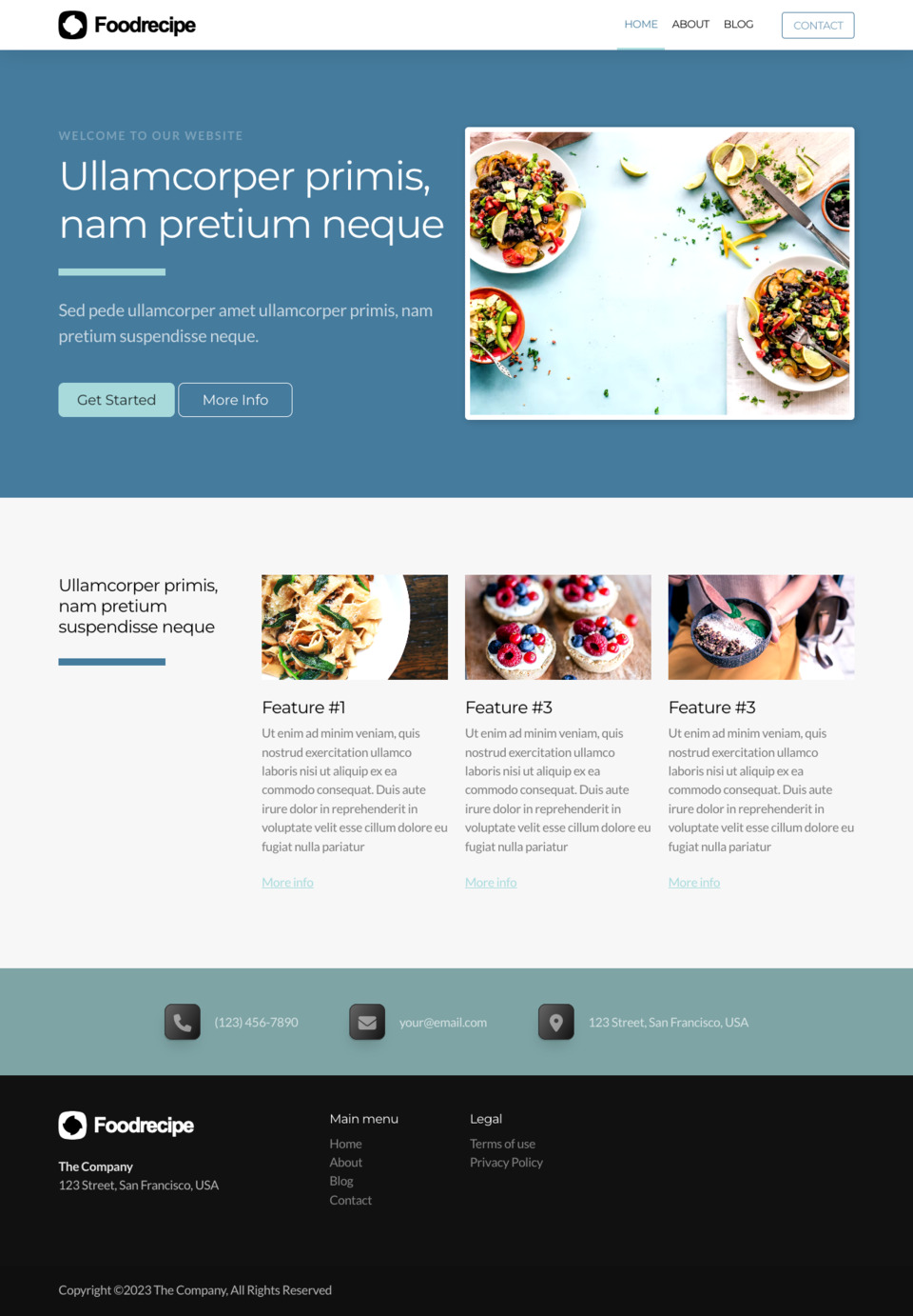 Food Recipe Website Template - Food bloggers, restaurants, meal planners, cooking enthusiasts