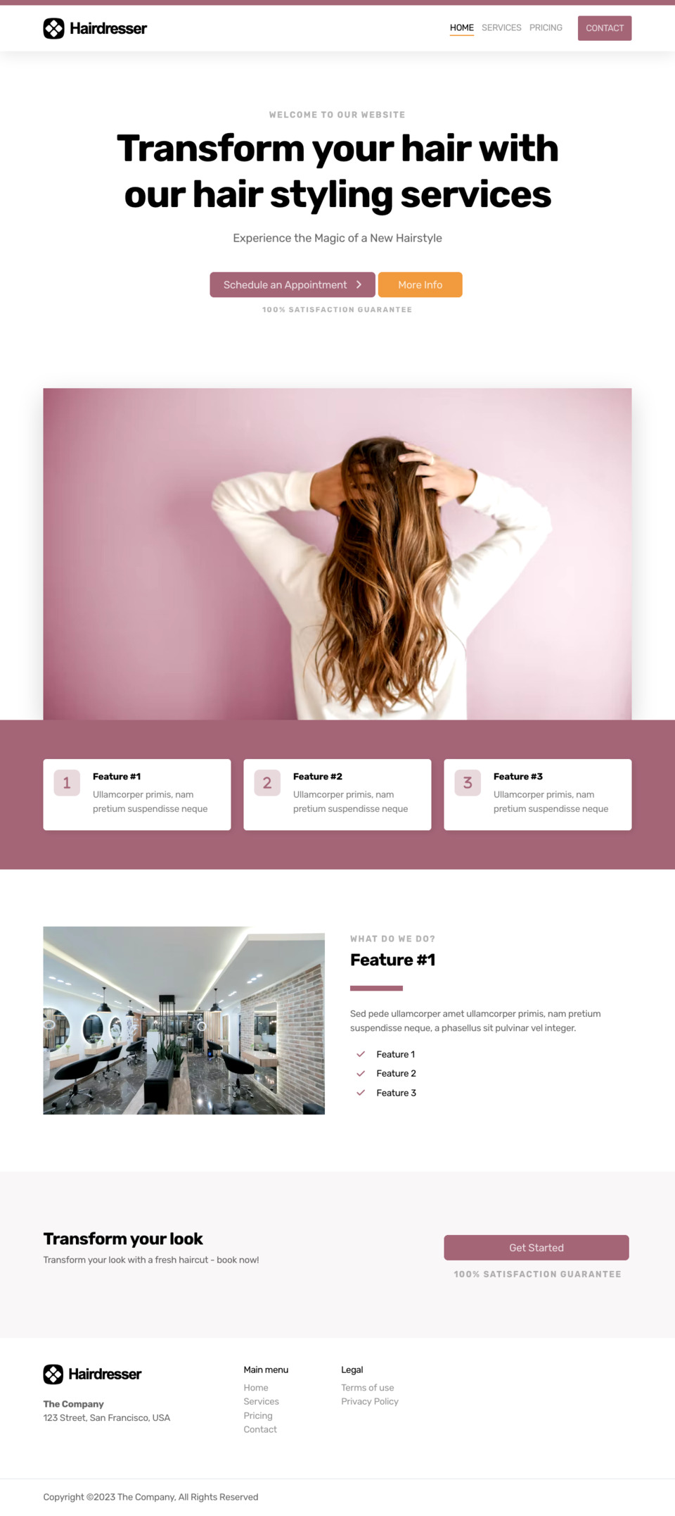 Hair Dresser Website Template - Hair salons, barbers, beauticians, beauty salons, and professional hairstylists