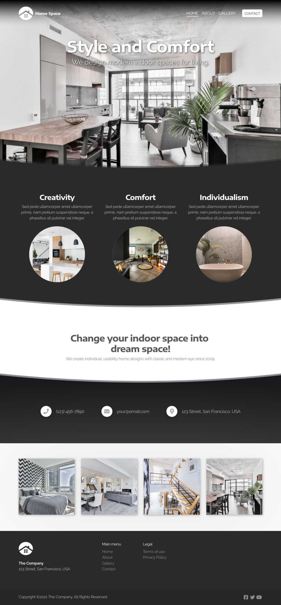 Home Space Website Template - Ideal for small businesses, interior designers, home decorators, and anyone looking to showcase their projects online.
