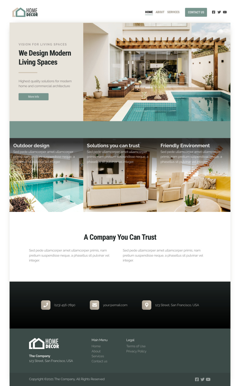 Homedecor Website Template - Ideal for small businesses in interior design, home decoration, or house industries