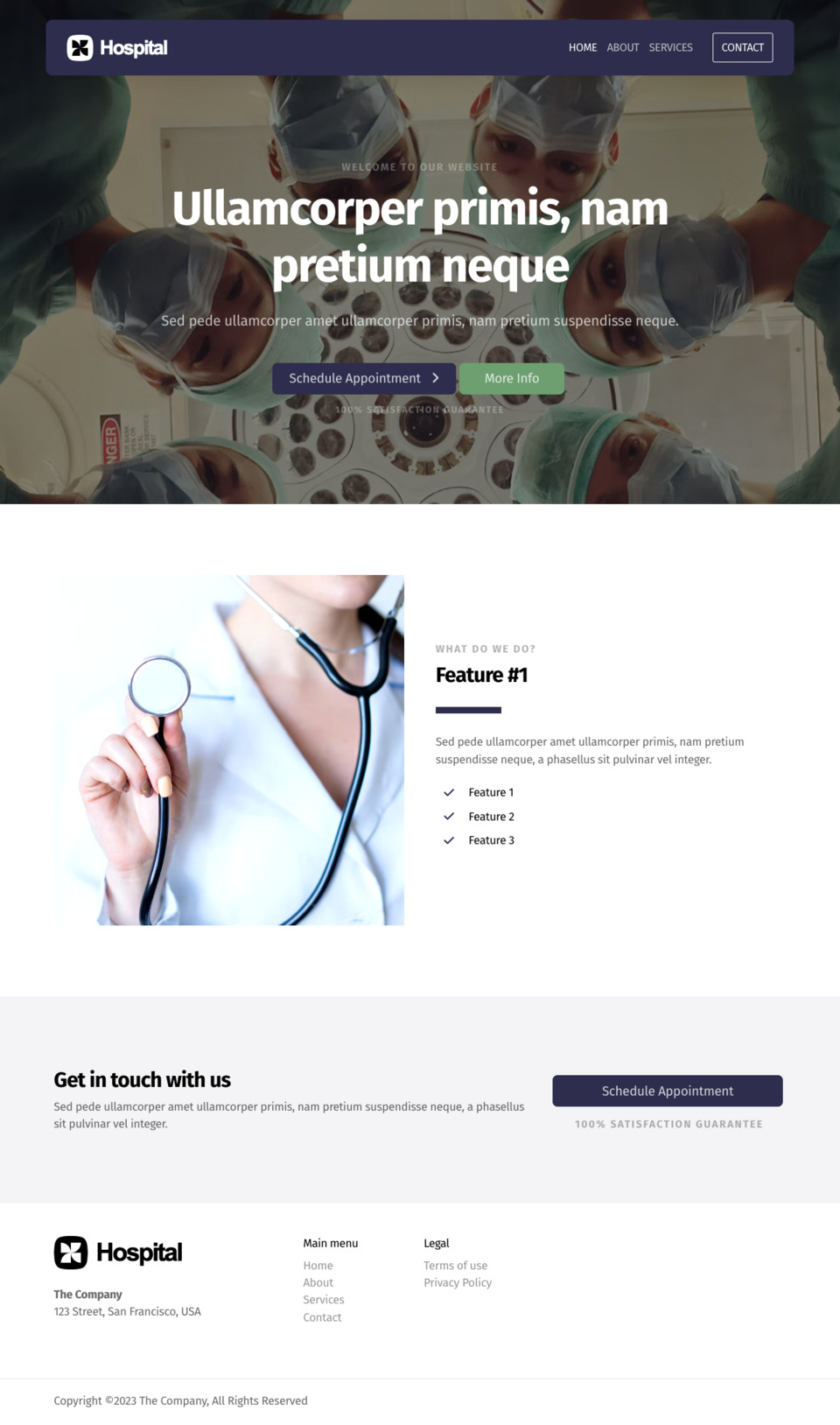 Hospital Website Template - Perfect for hospitals, medical centers, labs, clinics, and any healthcare-related business.