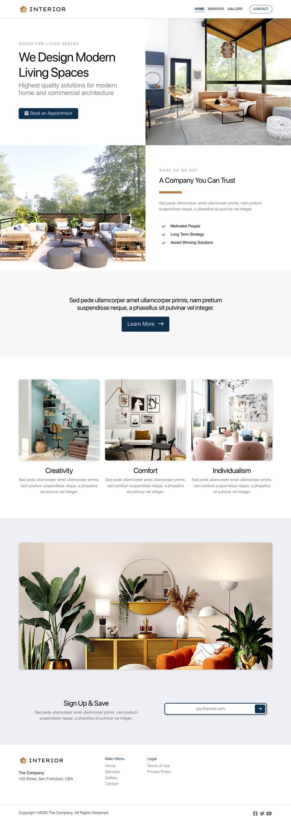 Interior Website Template - Interior Designers, Architects, Apartment Owners, Home Staging Professionals, and Anyone in the Interior Design Industry