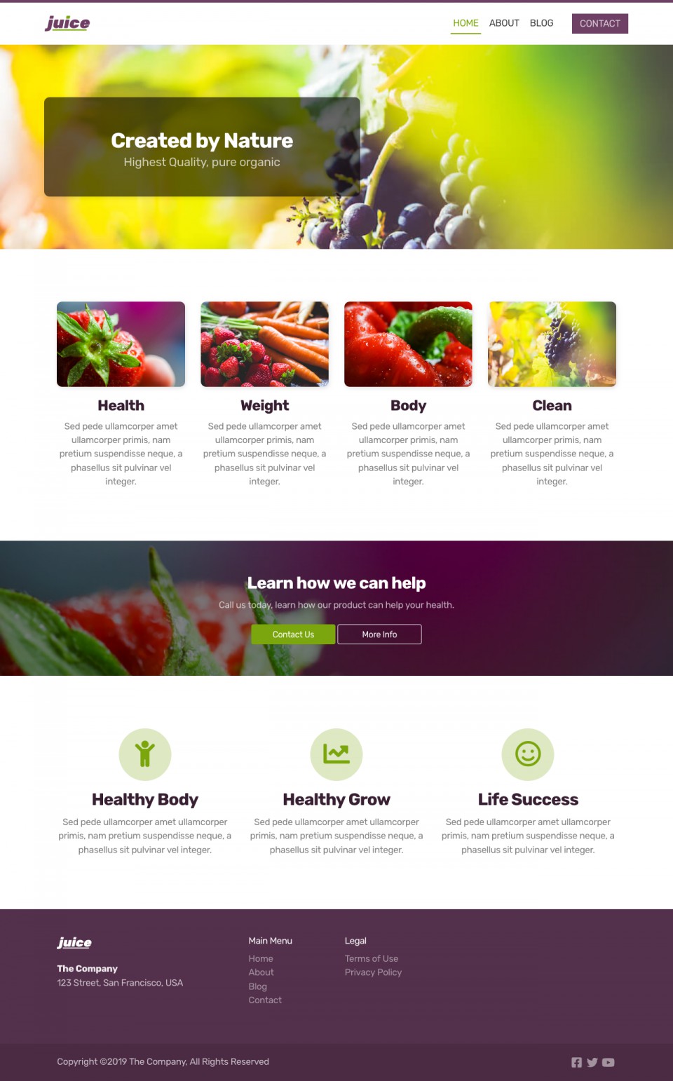 Juice Website Template - Ideal for small businesses, startups, bloggers, and anyone looking to create a vibrant and visually appealing website focused on fresh juice, nature, or healthy food.