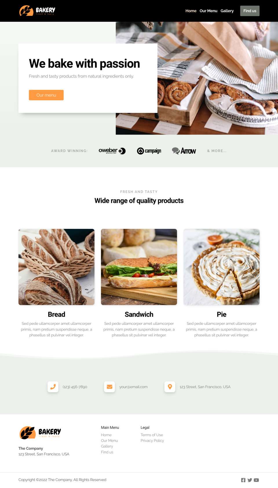 Bakery Website Template - Perfect for small businesses in the bakery, bread, or food industry looking for an easy-to-use website builder with no coding required.