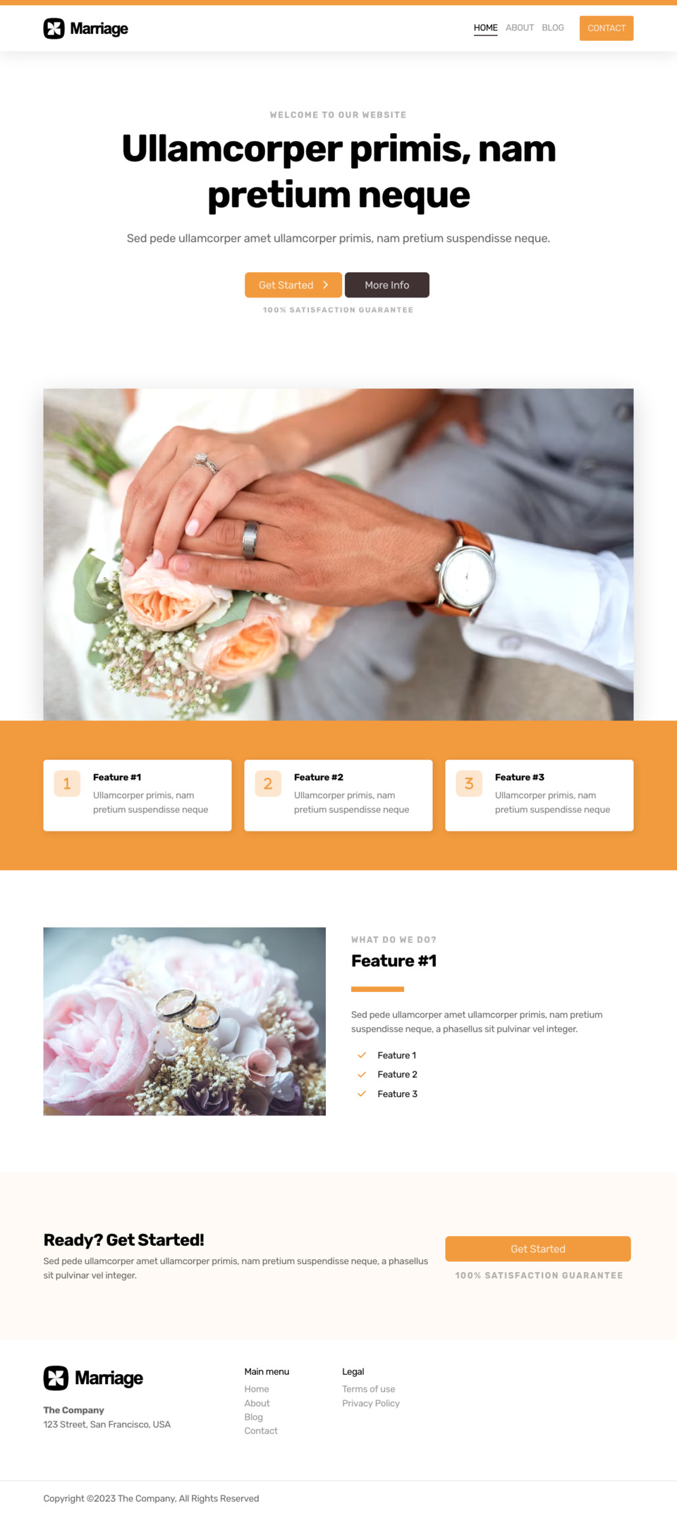 Marriage Website Template - Ideal for wedding planners, marriage counselors, relationship bloggers, love coaches, honeymoon planners, and anyone looking to create a website about love and relationships.
