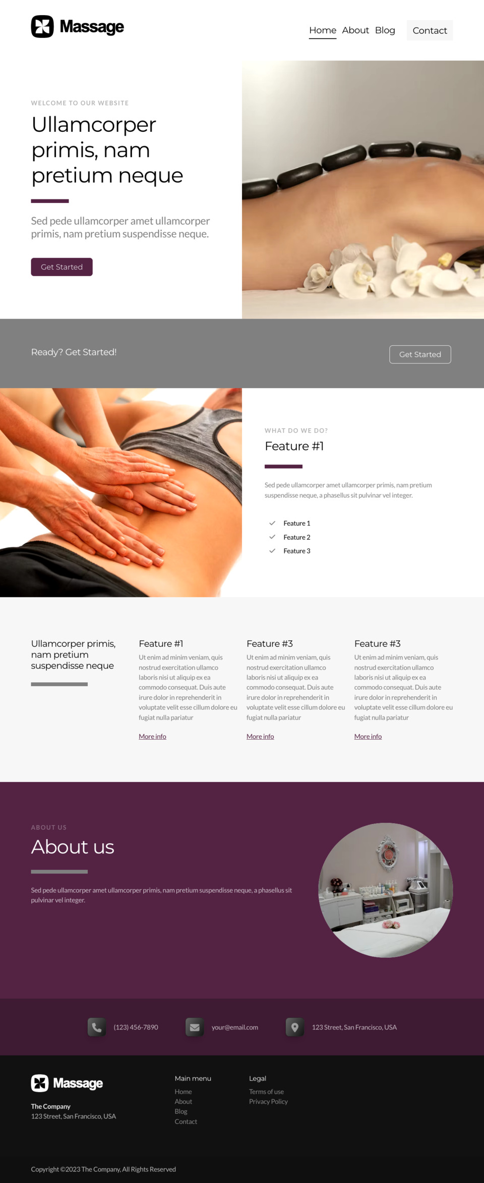 Massage Website Template - Ideal for small businesses in the spa, massage, wellness, and beauty industries