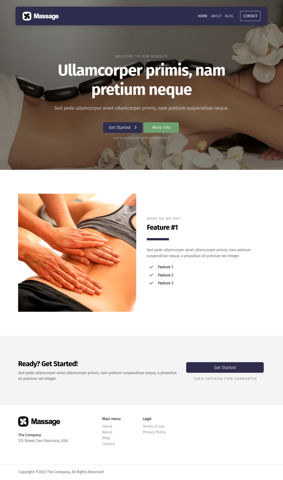 Massage Website Template - Ideal for small businesses in the spa, massage, wellness, and beauty industries
