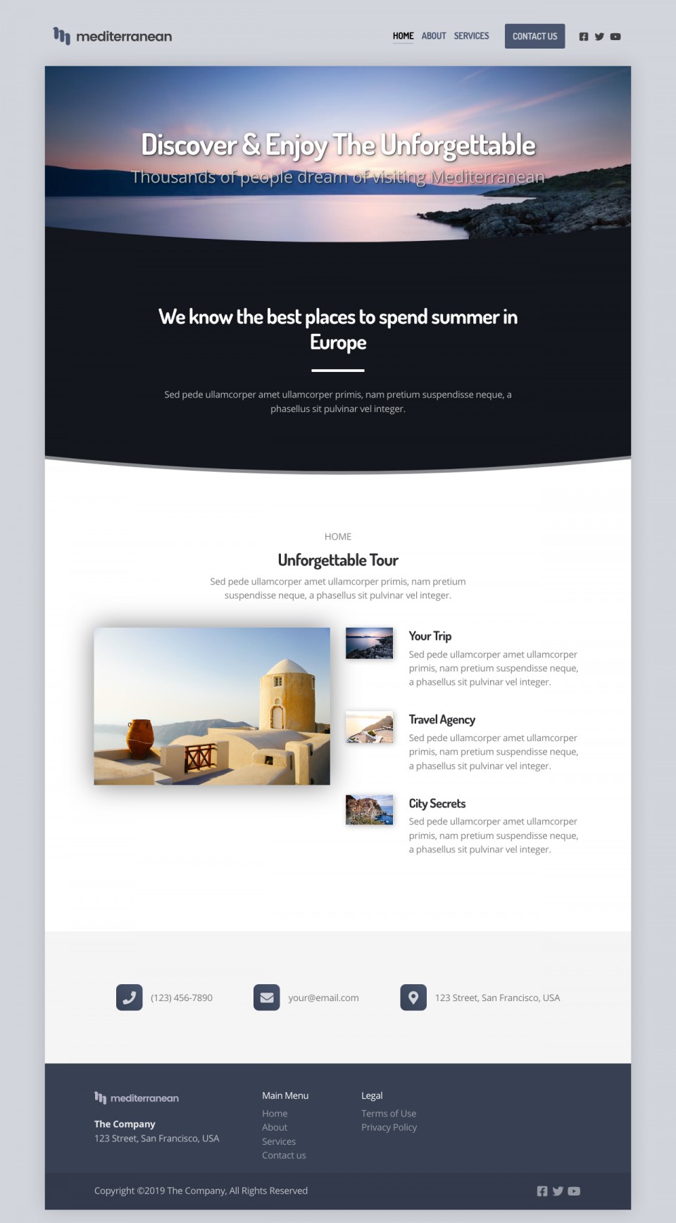 Mediterranean Website Template - Ideal for small businesses in the travel, vacation, and tourism sectors looking to establish a strong online presence.