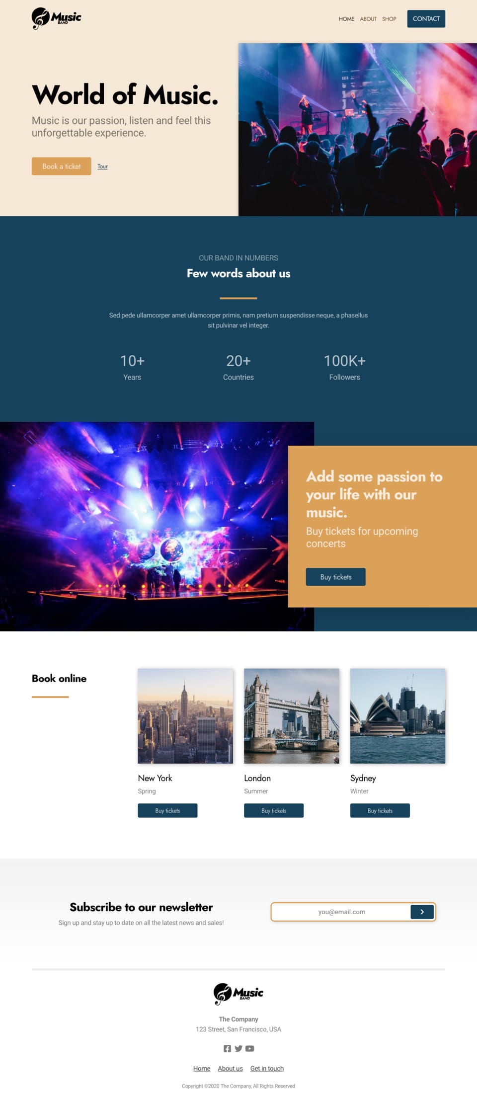 MusicBand Website Template - Ideal for music bands, concert organizers, entertainment venues, event planners, and any business needing a visually appealing website.