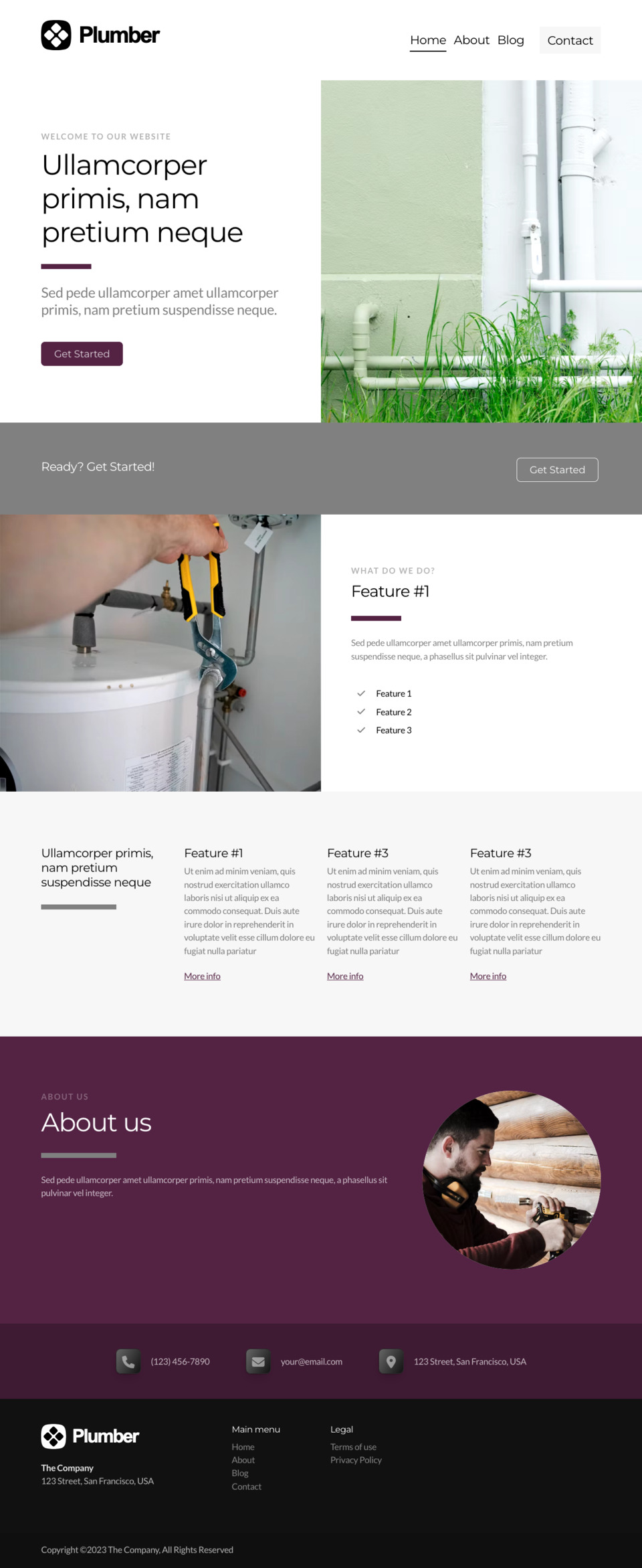 Plumber Website Template - Ideal for plumbers, plumbing companies, handymen, and businesses offering plumbing services.