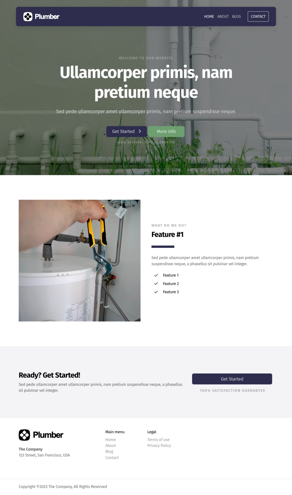Plumber Website Template - Ideal for plumbers, plumbing companies, handymen, and businesses offering plumbing services.