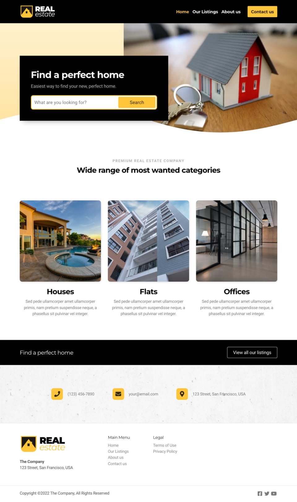 RealEstate Website Template - Ideal for real estate agents, house sellers, property managers, and anyone looking to create a professional website to showcase properties.