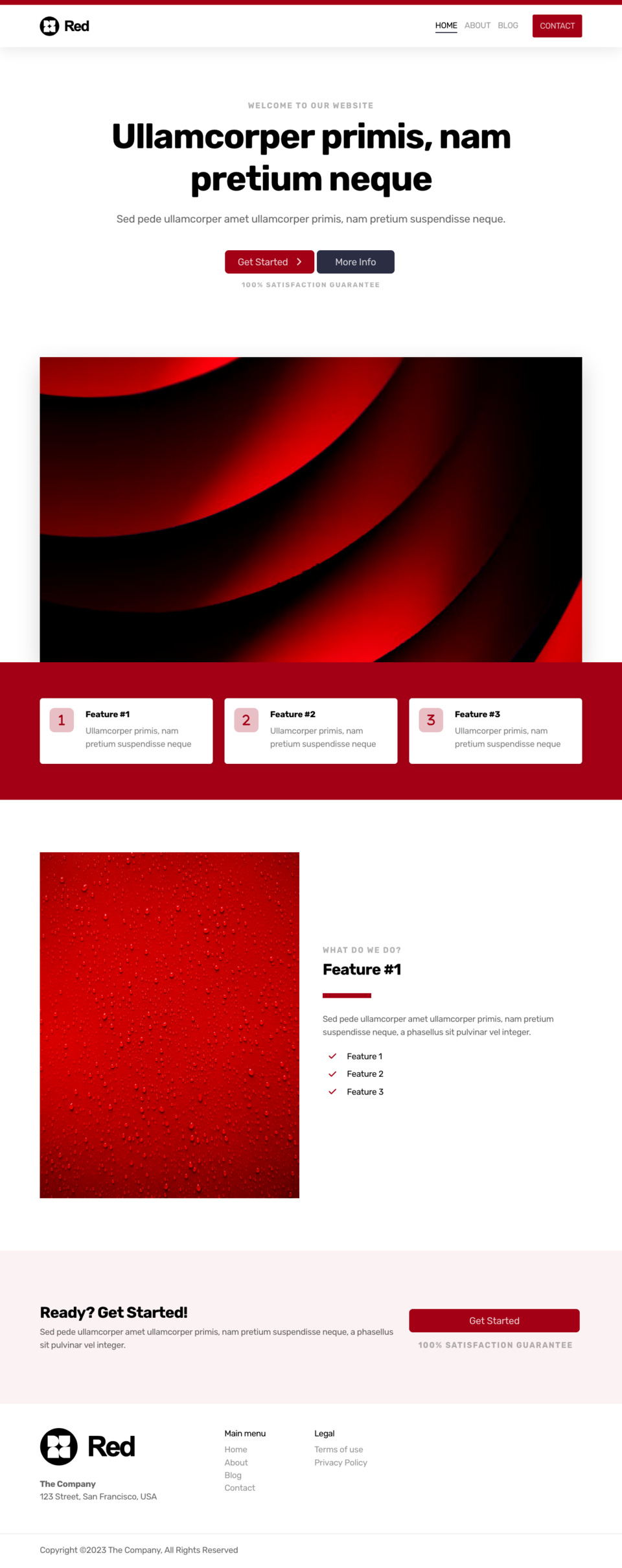 Red Website Template - Ideal for businesses looking for a vibrant and passionate online presence.