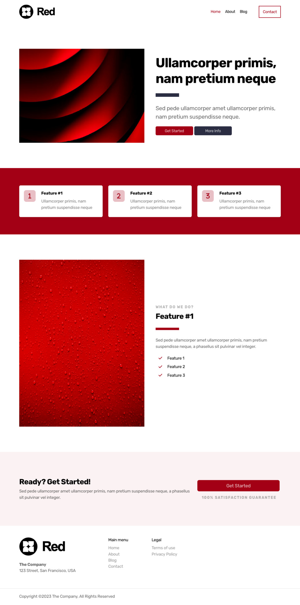 Red Website Template - Ideal for businesses looking for a vibrant and passionate online presence.