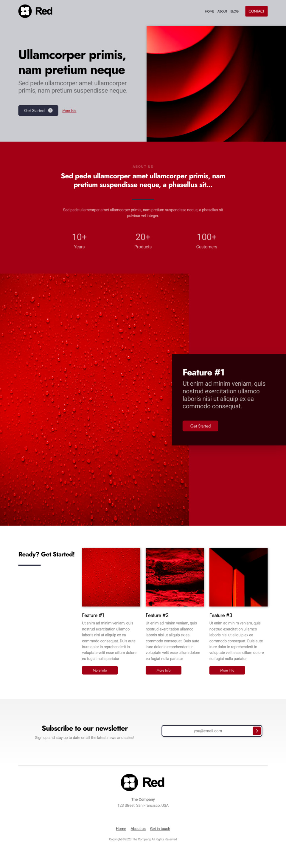 Red Website Template - Ideal for businesses looking for a vibrant and passionate online presence.