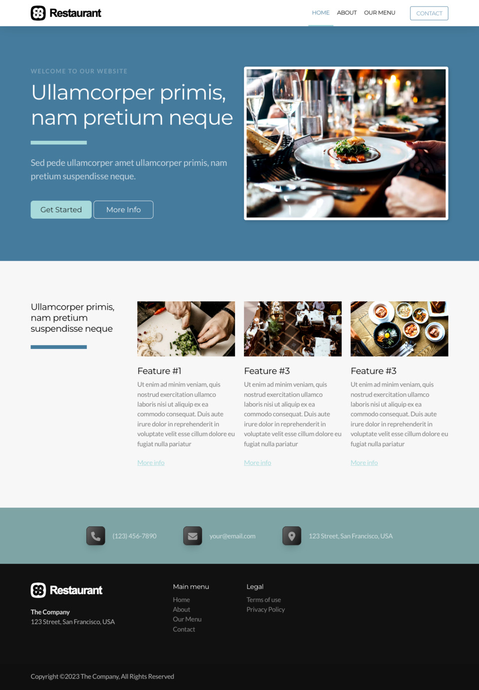 Restaurant Website Template - Ideal for restaurant owners, food bloggers, catering services, local diners, and anyone looking to showcase their culinary offerings online.