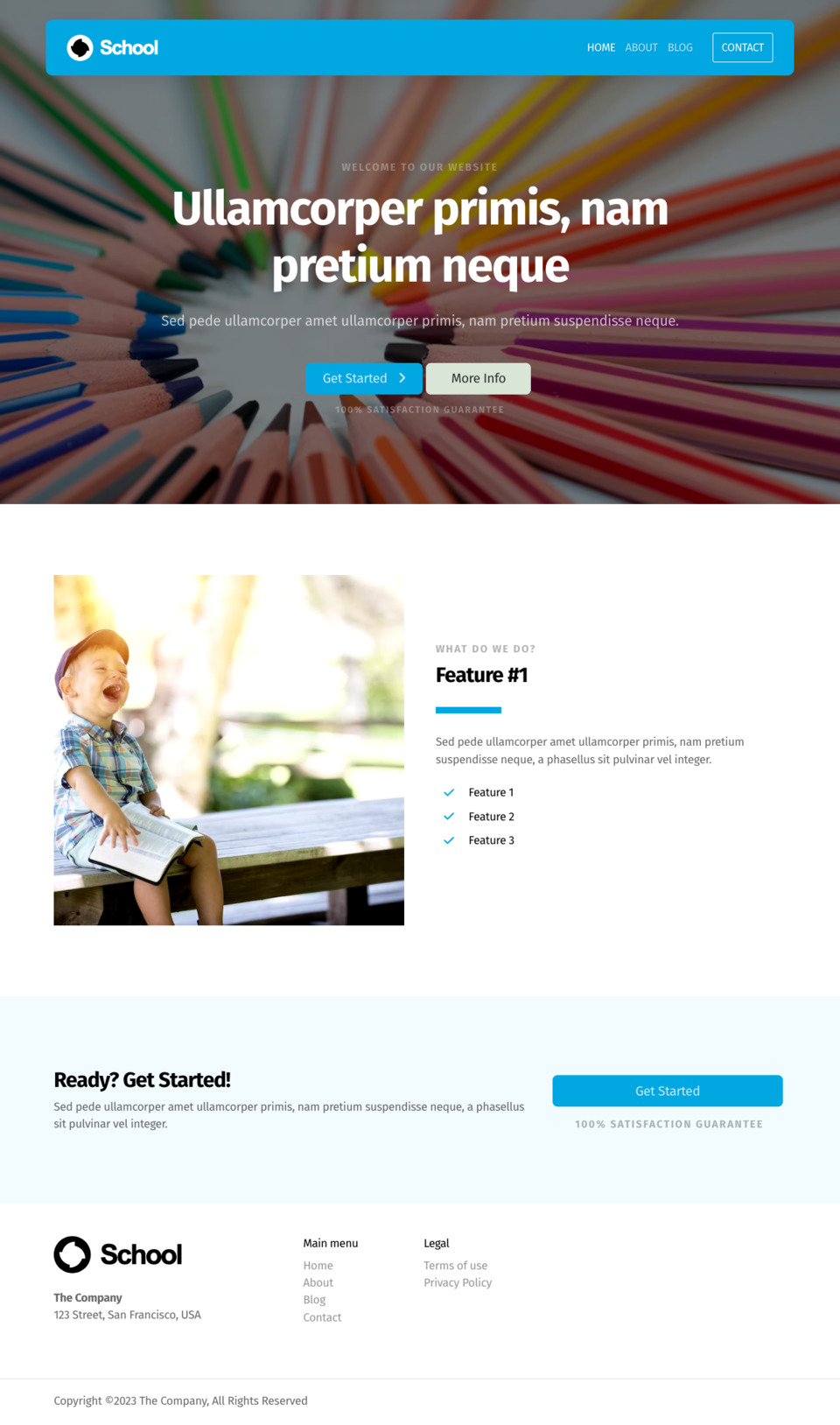 School Website Template - Ideal for schools, education centers, learning institutions, kindergartens, elementary schools, middle schools, high schools, language schools, and any educational organization.