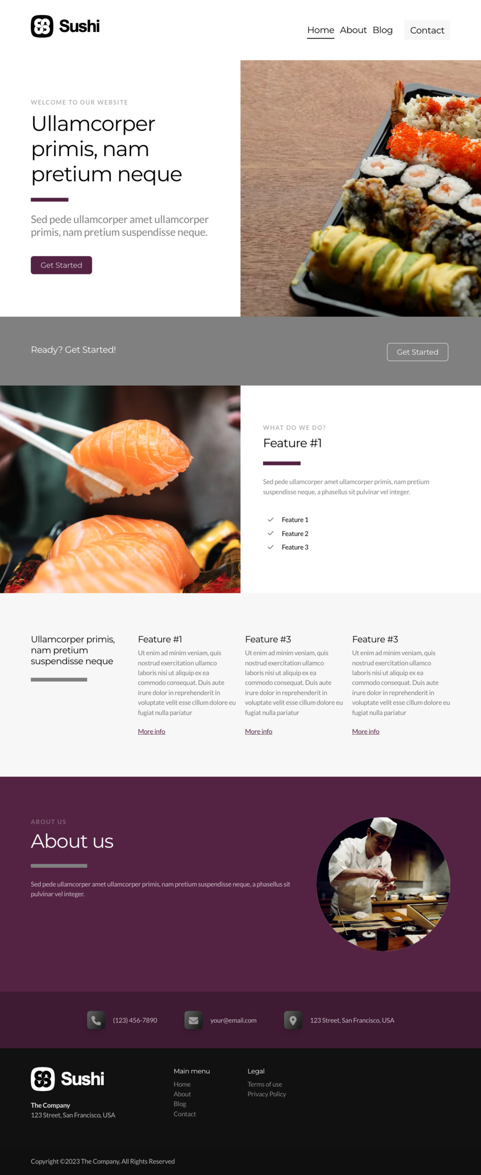 Sushi Website Template - Ideal for small business owners in the food industry, including sushi restaurants, Japanese cuisine eateries, seafood bars, and more.