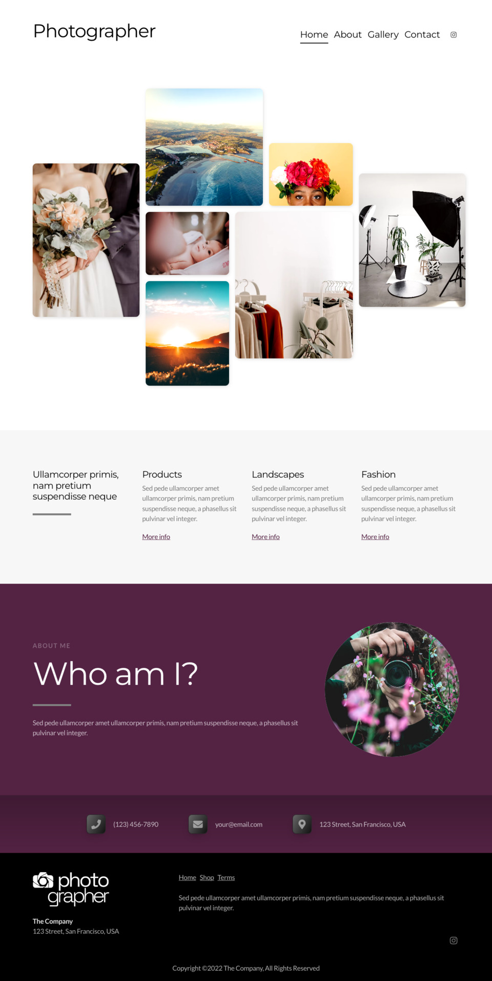 Photographer Website Template - Ideal for photographers, studios, artists, creatives, and anyone looking to showcase visual content online.