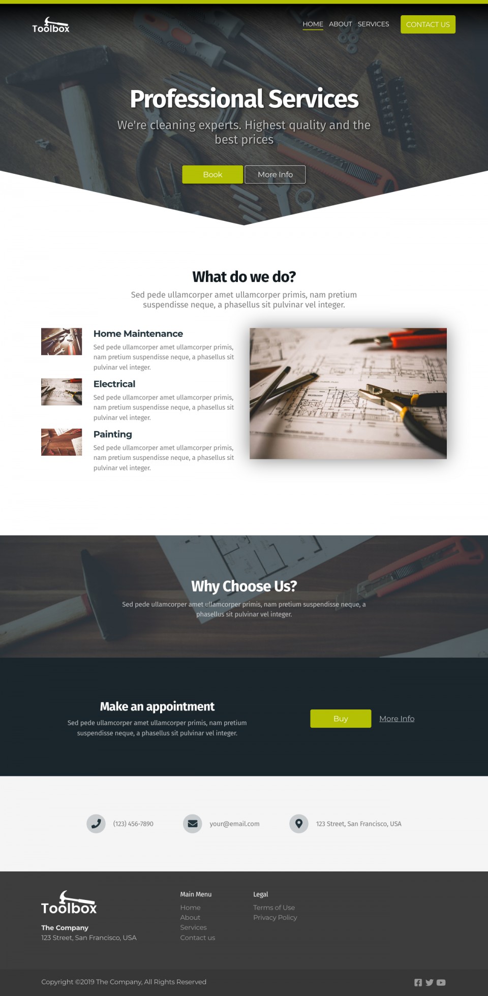 Toolbox Website Template - Ideal for small businesses in the handyman, repair, tools, and home maintenance industries.