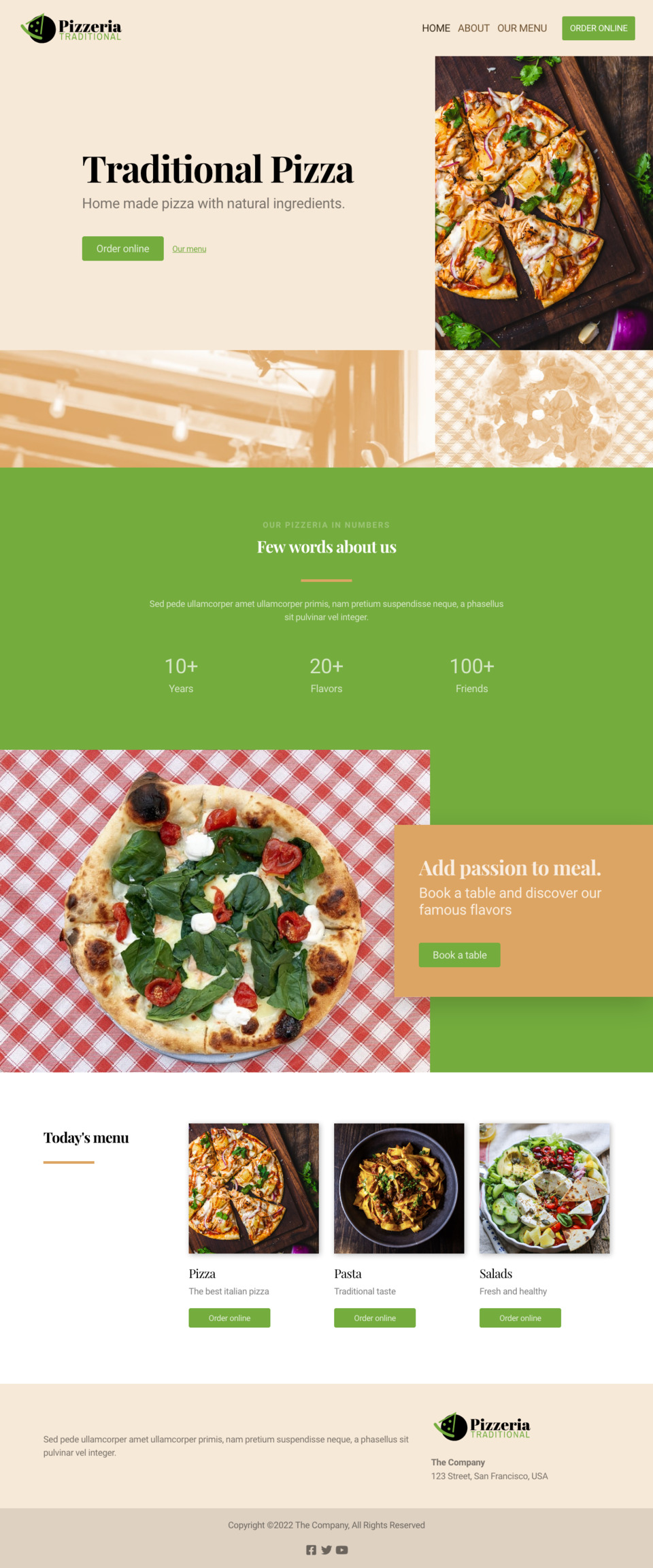 Pizzeria Website Template - Ideal for Italian restaurants, pizzerias, diners, and food establishments looking for a visually appealing website.