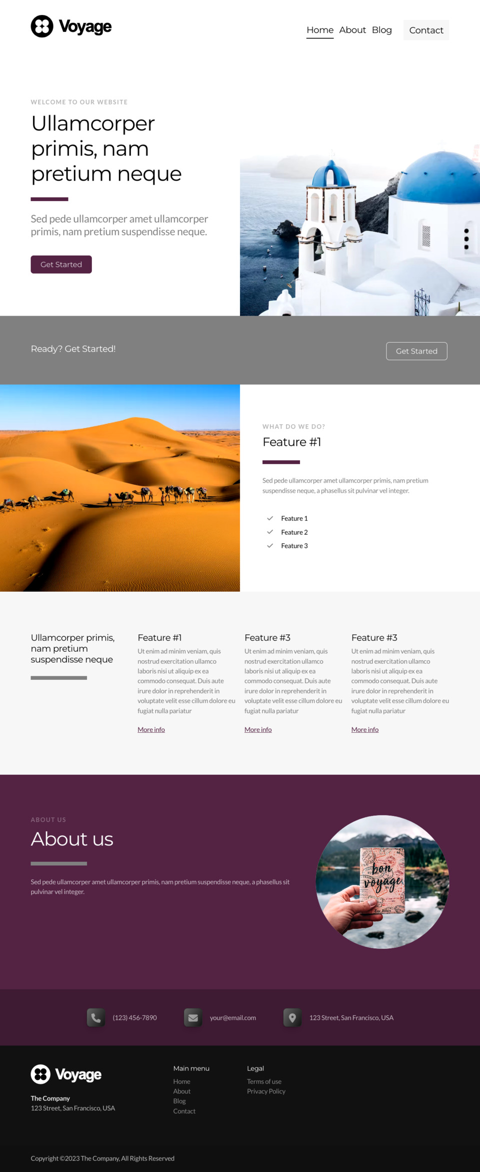 Voyage Website Template - Ideal for travel bloggers, vacation planners, tour guides, travel agencies, and anyone looking to create a visually appealing website related to travel and exploration.