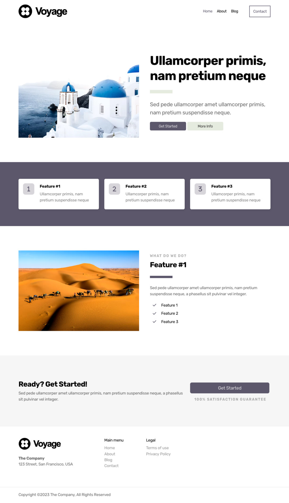 Voyage Website Template - Ideal for travel bloggers, vacation planners, tour guides, travel agencies, and anyone looking to create a visually appealing website related to travel and exploration.