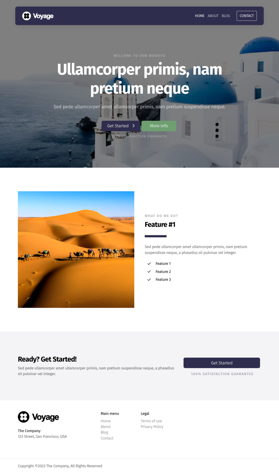 Voyage Website Template - Ideal for travel bloggers, vacation planners, tour guides, travel agencies, and anyone looking to create a visually appealing website related to travel and exploration.