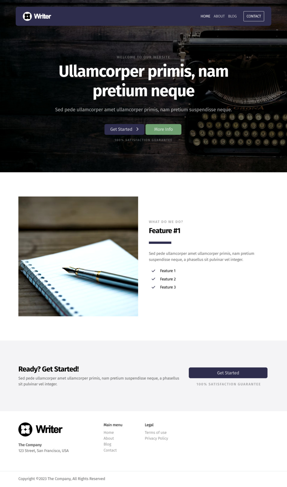 Writer Website Template - Ideal for writers, authors, bloggers, literary agents, writing courses, and more.