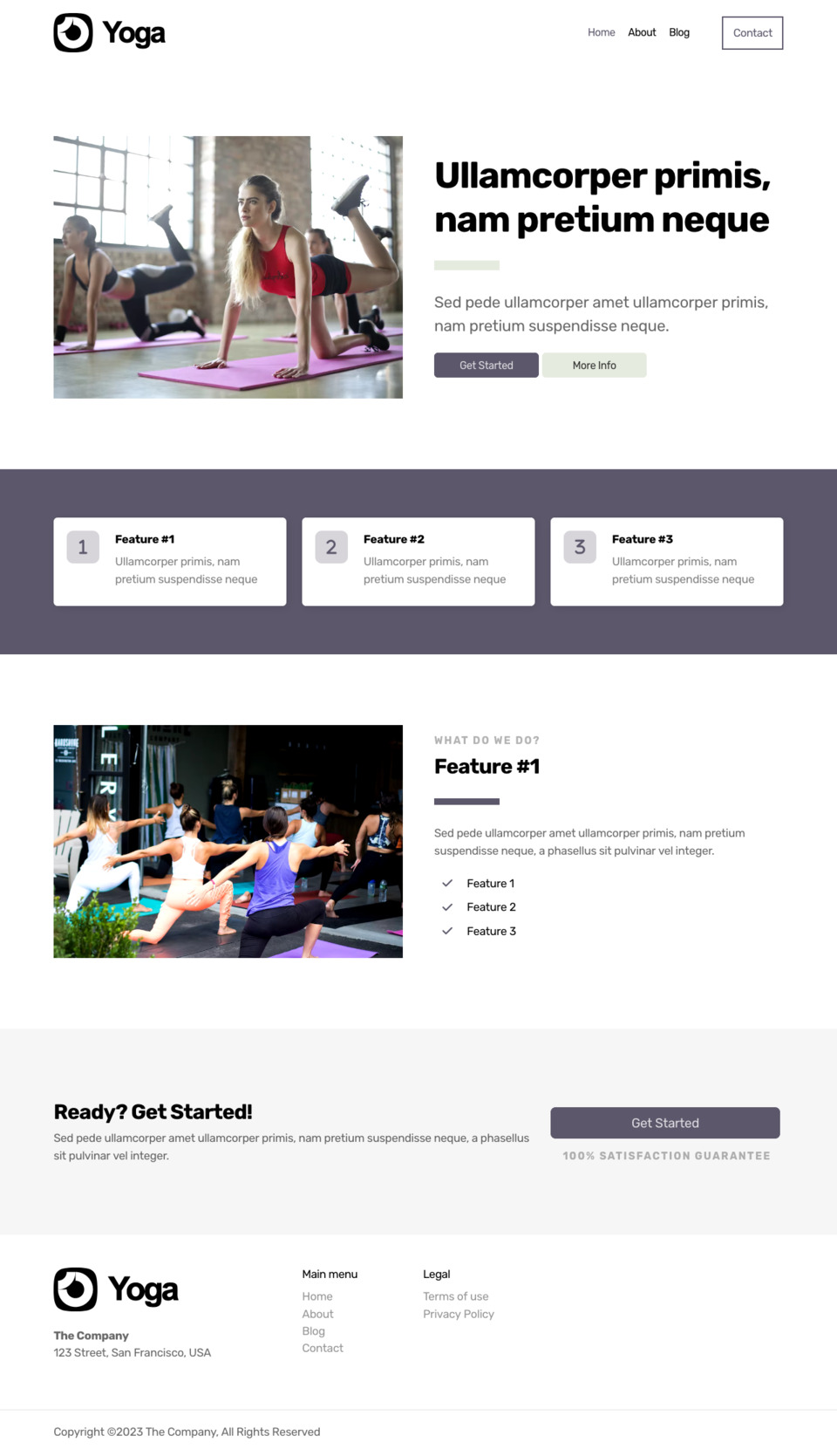 Yoga Website Template - Ideal for yoga classes, fitness centers, wellness blogs, personal trainers, and anyone in the health and wellness industry.